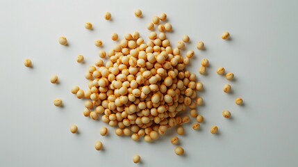 Scattered Heap of Soybeans on a White Background