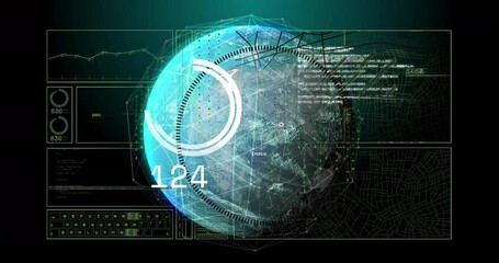 Poster - Animation of data processing and diagrams over globe