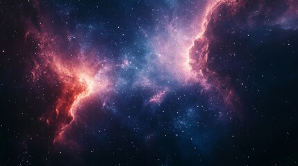 Wall Mural - cosmic nebula with red and blue clouds and stars