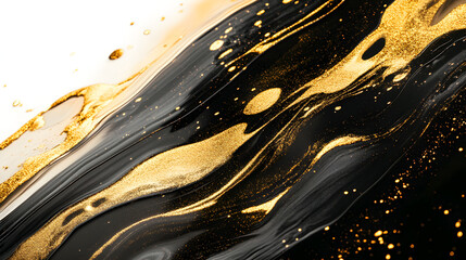 A river of liquid gold flowing across a stark black or dark surface, creating a luxurious aesthetic