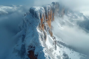 Picture of a 7,000 foot high mountain peak, a beautiful and spectacular view.