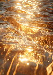 Wall Mural - golden water ripples in the sunlight, shimmering with silver light and creating an ethereal atmosphere