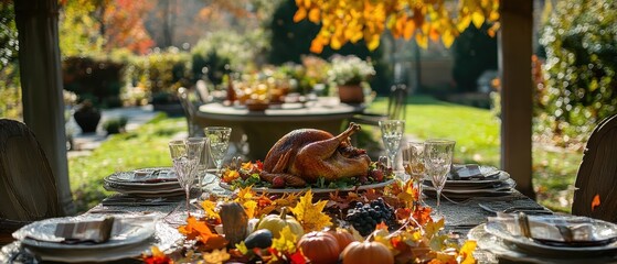 Canvas Print - Autumn Harvest Feast: A Cozy Thanksgiving Celebration