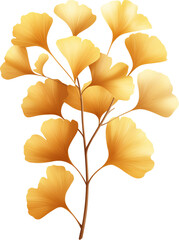 Wall Mural - Golden ginkgo leaves showcasing vibrant autumn colors isolated on transparent background.