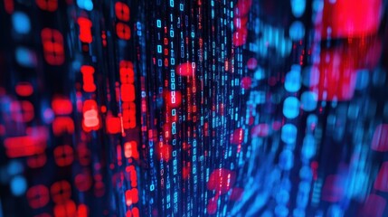 Poster - A computer screen with a blue and red background and a red and blue line