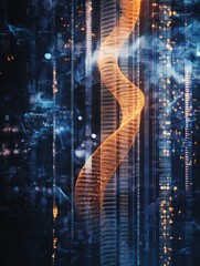 Poster - A computer generated image of a cityscape with a long