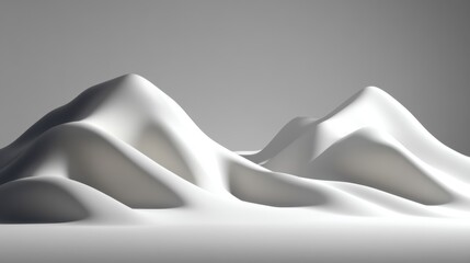 Poster - The landscape features softly undulating white hills, creating a calm and tranquil atmosphere with gentle shadows