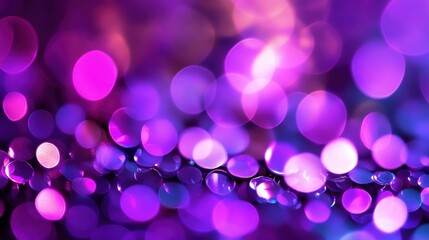 Wall Mural - Glistening purple bokeh lights form a dazzling backdrop, adding depth and vibrancy perfect for celebrations, digital art, or design use