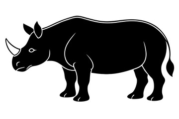 Wall Mural - rhinoceros vector silhouette, rhinoceros line art  animal