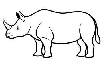 Wall Mural - rhinoceros vector silhouette, rhinoceros line art  animal