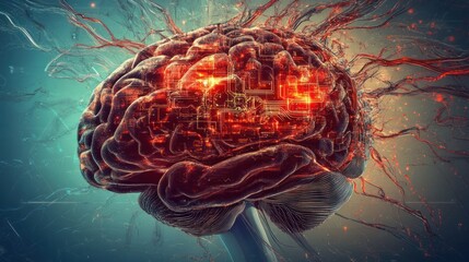 Wall Mural - The Digital Mind:  A Conceptual Representation of the Brain