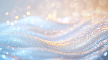 Poster - Soft white waves undulate with a delicate sparkle, creating a tranquil and visually appealing abstract design