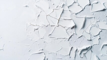 Poster - A close-up view of a plaster wall shows textured white surfaces with areas of peeling paint, creating unique patterns and depths