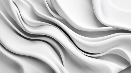 Poster - The design features smooth, wavy layers in white, offering an elegant and contemporary abstract texture full of depth and flow