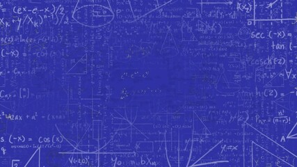 Poster - animation of mathematical data processing over blue backgorund
