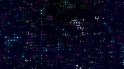 Sticker - Animation of mathematical data processing over black background