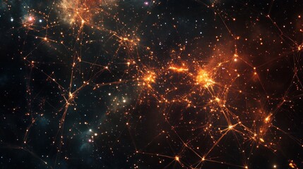 Wall Mural - Cosmic Network - A celestial tapestry of stars and glowing lines