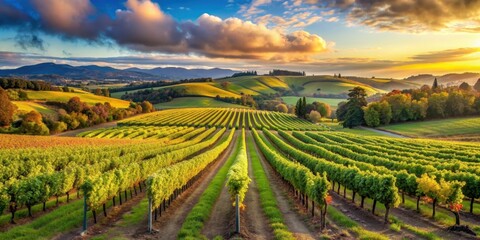 Vineyard tour in wine country showcasing beautiful grape cultivation fields with scenic views, vineyard