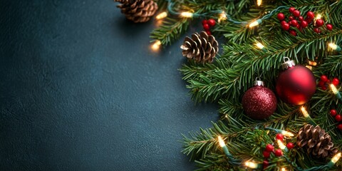 Wall Mural - merry christmas and happy new year bright colorful composition. xmas background with festive decorat