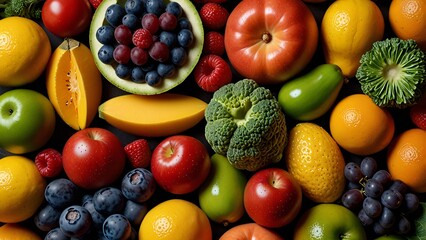 Fresh Fruit and Vegetable Background   Colorful Food Textures