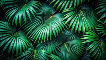 Sticker - Dark green palm leaf texture background with beautifully detailed foliage , nature, abstract, palm, leaf, texture