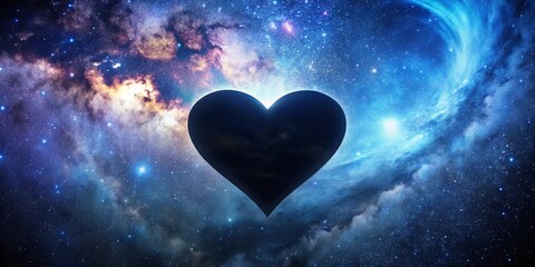 Wall Mural - silhouette of heart shape against cosmic indigo sky