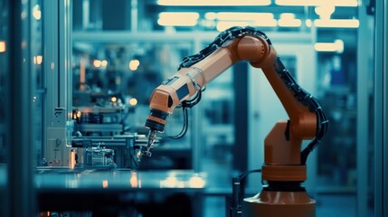 Poster - Industrial Robot Arm in a Factory Setting