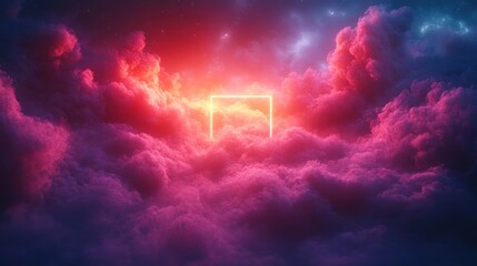 Neon Portal in the Clouds