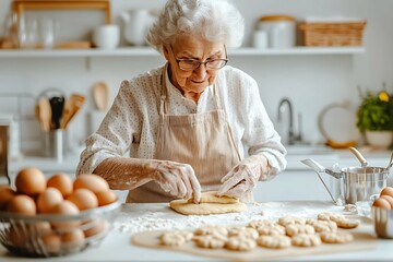 Senior woman baking in the kitchen.