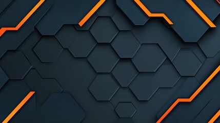 Sticker - Explore this dark gray vector background featuring hexagon patterns and orange accents, perfect for sports and gaming themes.