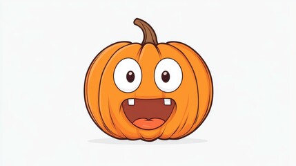 Canvas Print - A whimsical illustration of a startled pumpkin, featuring a comical face, against a clean background.