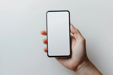 Hand Holding Smartphone Mockup Isolated created with Generative AI