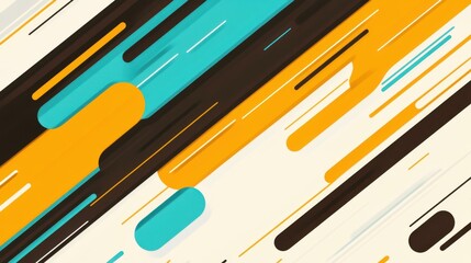 Wall Mural - Explore vibrant brown, yellow, and blue lines in this modern techinspired vector illustration on a neon backdrop.