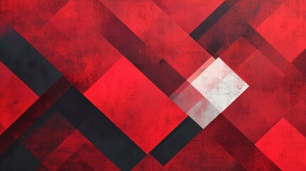 Poster - Explore a modern abstract tech background featuring a glossy geometric design with vibrant red textures and square patterns.