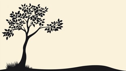 A striking black silhouette of a tree, featuring sharp lines and a clean background for a modern look.