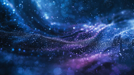 Poster - A mesmerizing abstract design featuring swirling particles in shades of blue and purple, evoking a sense of movement and cosmic energy in a starry background.
