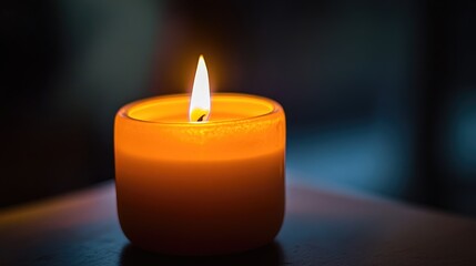 Wall Mural - A Single Candle Flame Glowing in the Dark