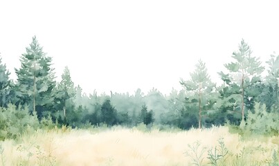 Wall Mural - Forest meadow watercolor illustration