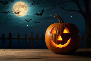 Wall Mural - halloween background with pumpkin