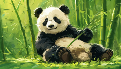 Wall Mural - Panda in Bamboo Forest