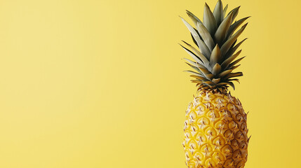 pineapple fruit on yellow background