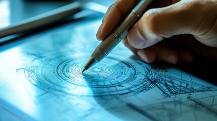 Poster - Hand Sketching Blueprint on Digital Tablet for Creative Process and Innovation