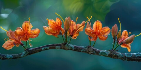 Sticker - Butea Monosperma also known as Palash Flower or Flame of the Forest on a Branch