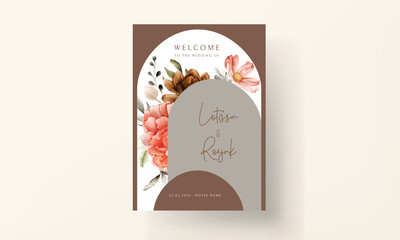 Sticker - beautiful watercolor flower and leaves wedding invitation