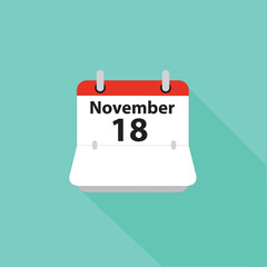 Poster - Vector Flat Calendar Icon design. Business design. 18 november date icon