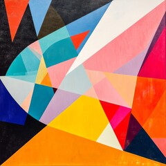 Poster - An abstract composition featuring vibrant geometric shapes and colors.