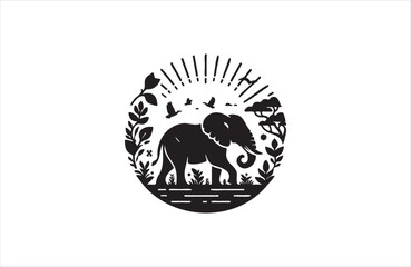 Wall Mural - Elephant vector illustration of silhouettes