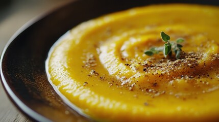 Canvas Print - Delightful Pumpkin Soup with Aromatic Herbs