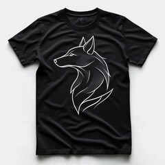 Poster - Black t-shirt featuring a stylized wolf design.