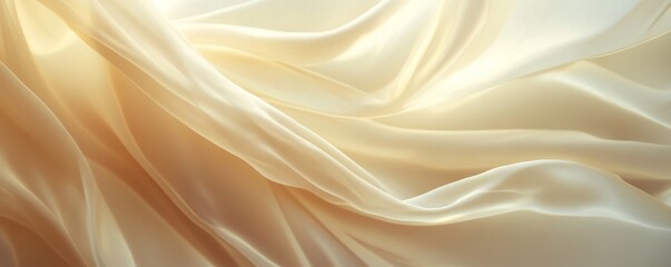 Cream colored silk fabric with smooth folds